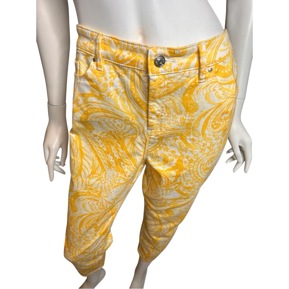NWT Chico's The Platinum Crop Slim Fit Daffodil Pants Medium Yellow